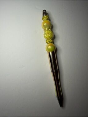 Yellow Beaded Ballpoint Pen - Decorative Women's Accessory